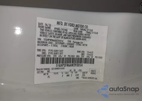 2010 Ford Focus Se из США, поврежденный, VIN 1FAHP3FN6AW293054